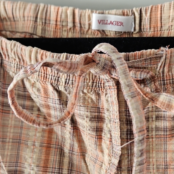 Northern Reflections VILLAGER Plaid Women's Shorts in Cream&Brown Sz.L Waist 18 - Picture 3 of 6